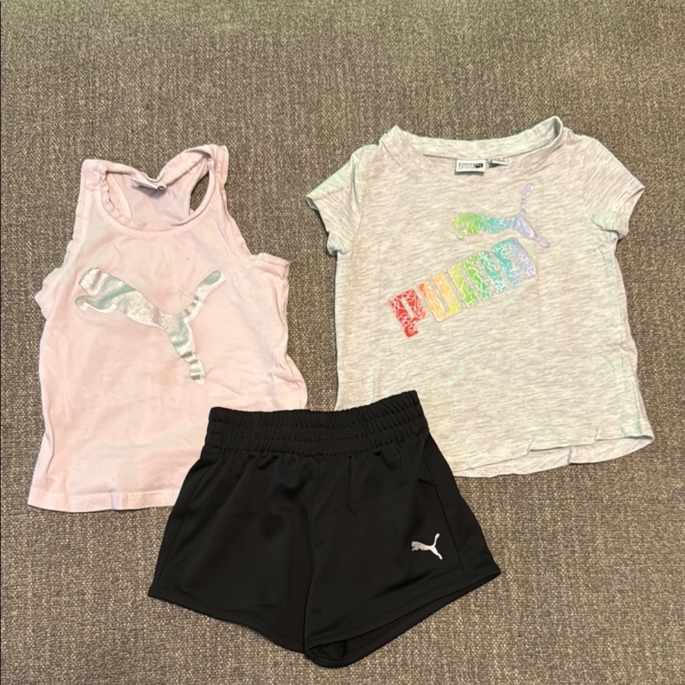 Puma Kids' Pink and Gray Activewear Set